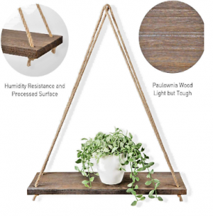 Wooden swing shelf with rope for decoration put beauty pots HOME